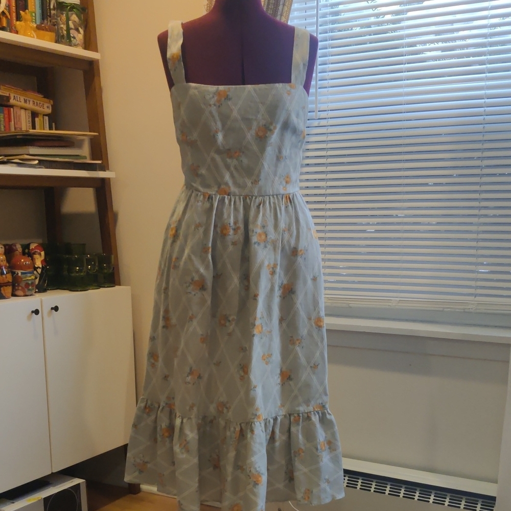 Reformation Light Green Linen Floral Dress
